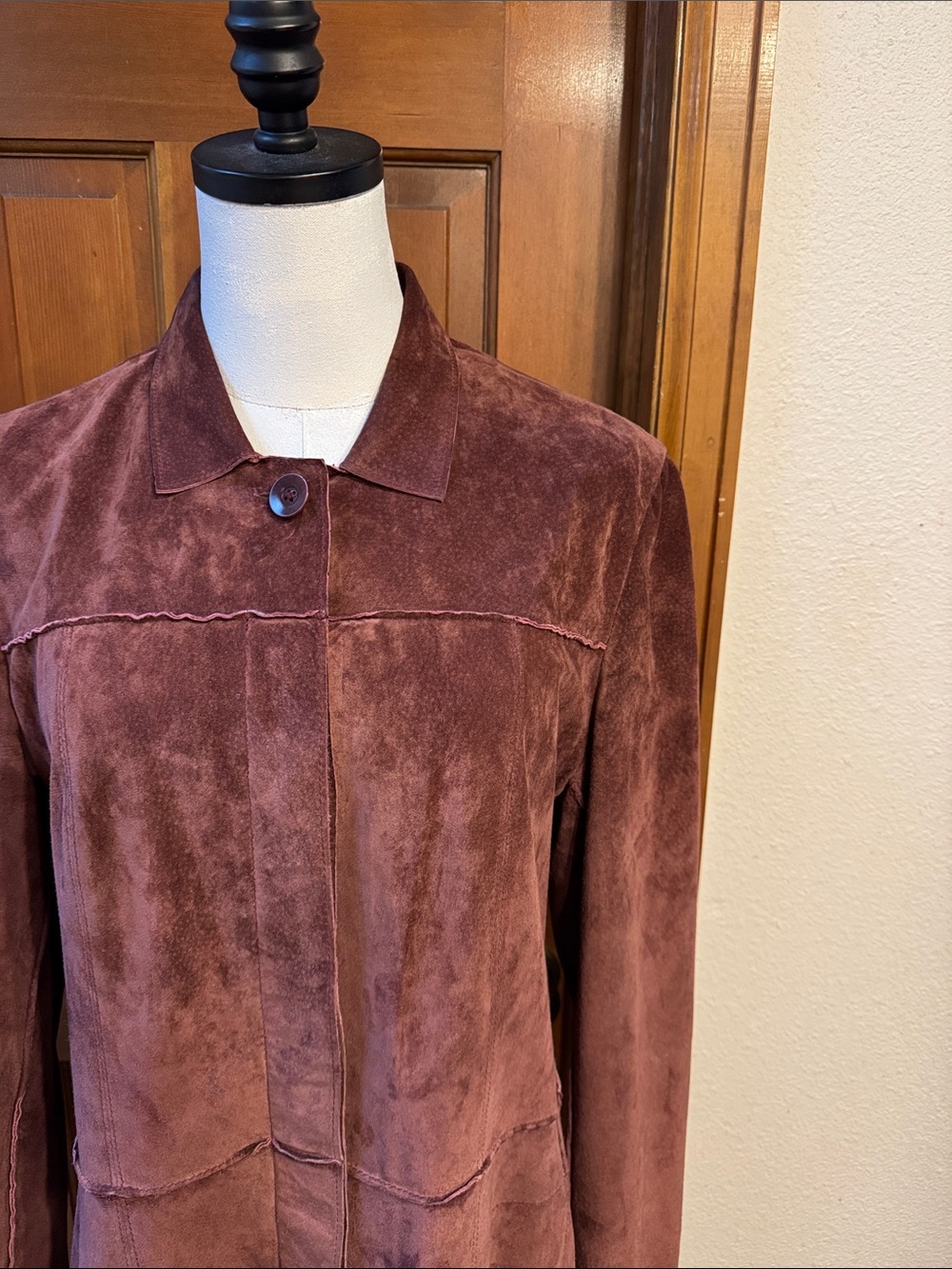 Anonymous by John Carlisle Women's Suede Long Coat in Dusty Rose Size L - Picture 7 of 9